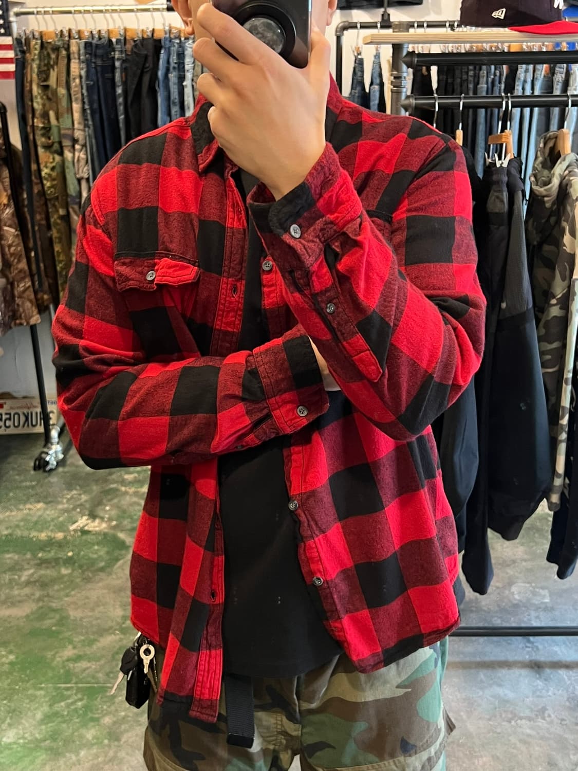 [L] 조지 George 레드 버팔로 체크 플란넬 셔츠 상품이미지9
