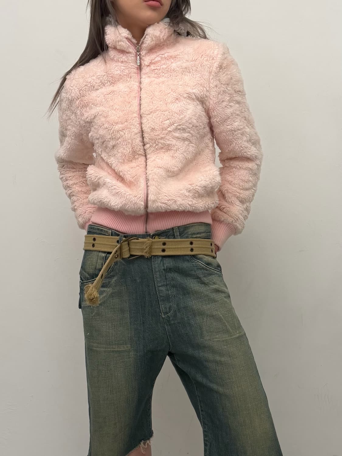 베이비핑크 에코 퍼 집업 상품이미지3