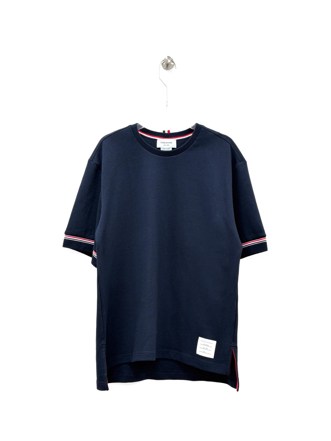 톰브라운 클래식 코튼 쇼트 슬리브 티셔츠 네이비 상품이미지1