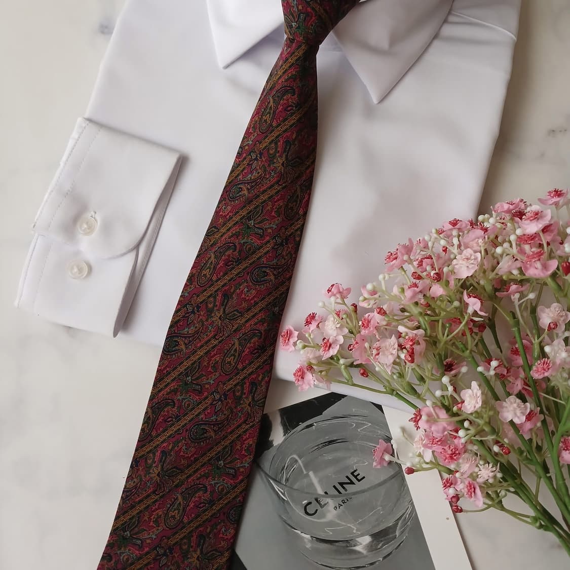 셀린느 실크 퍼플 페이즐리 패턴 넥타이 8cm A등급 A19304
 상품이미지6