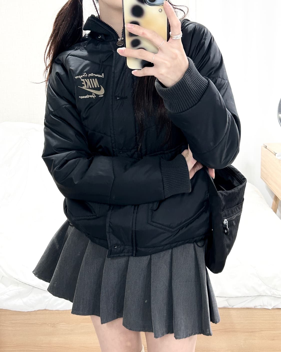 나이키 자수로고 블랙 누빔자켓 상품이미지2