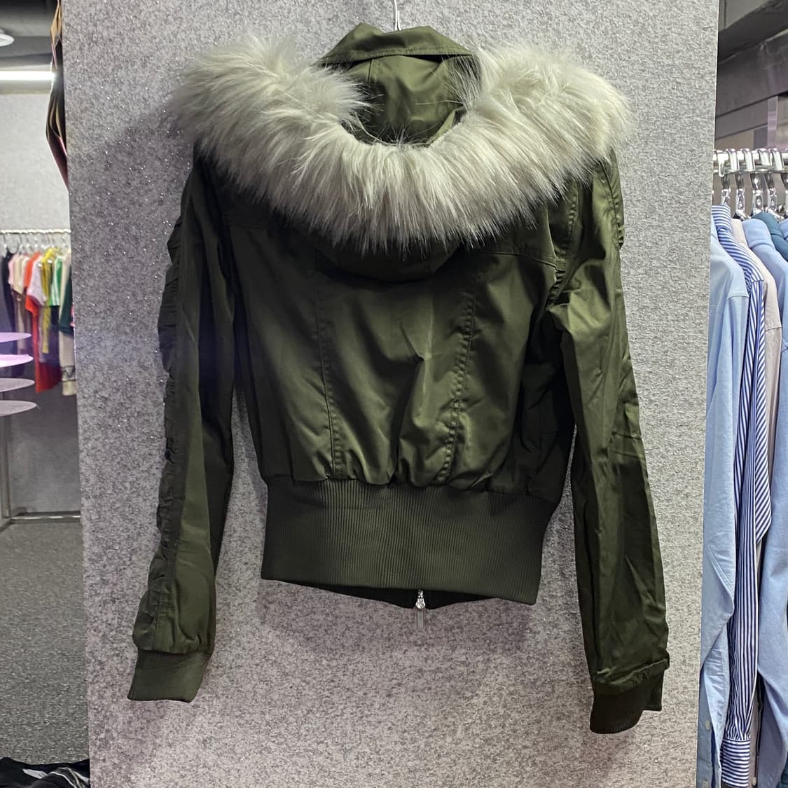 빈티지 버튼 투웨이 셔링 카키 자켓 B3670 상품이미지4