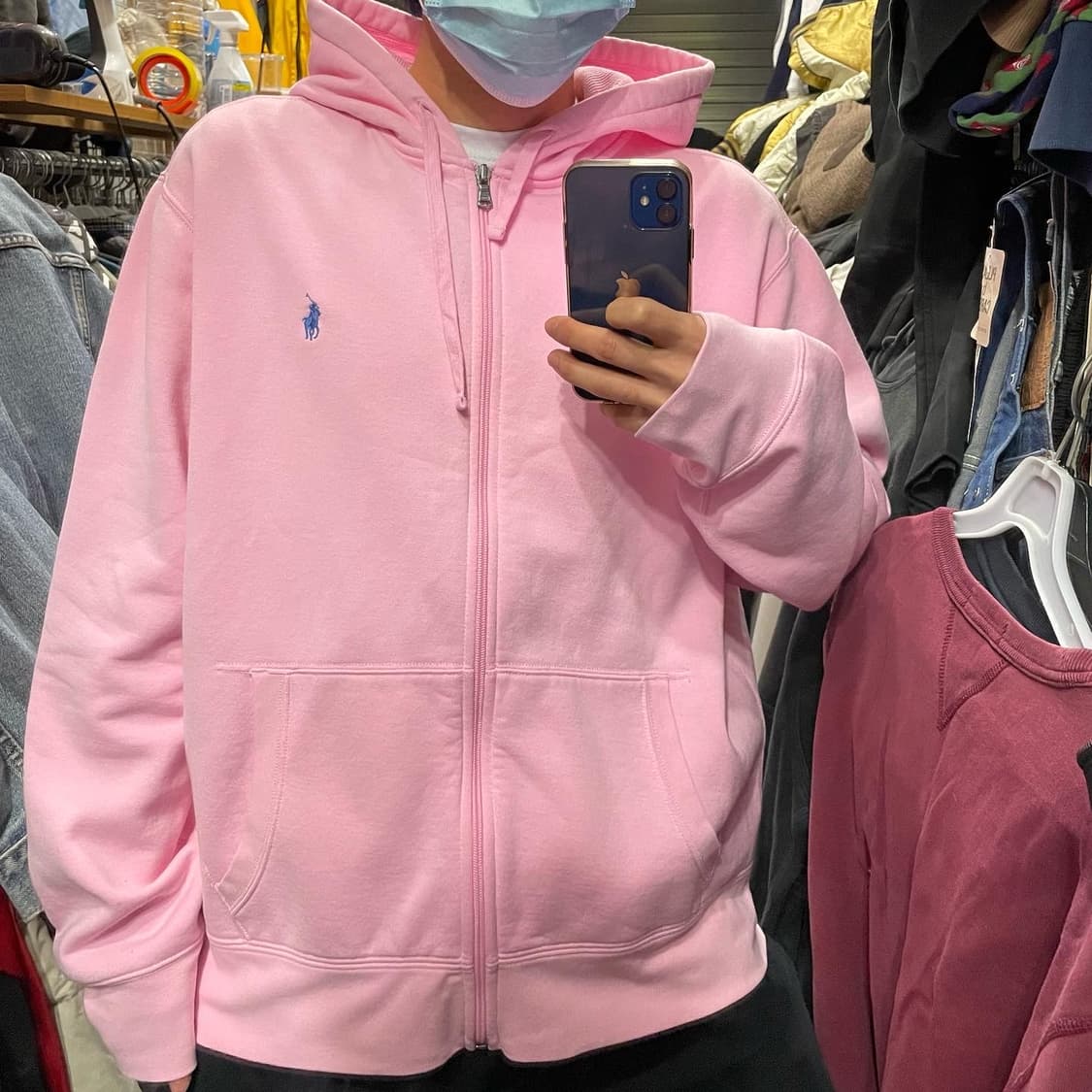 폴로 핑크 후드집업 상품이미지1