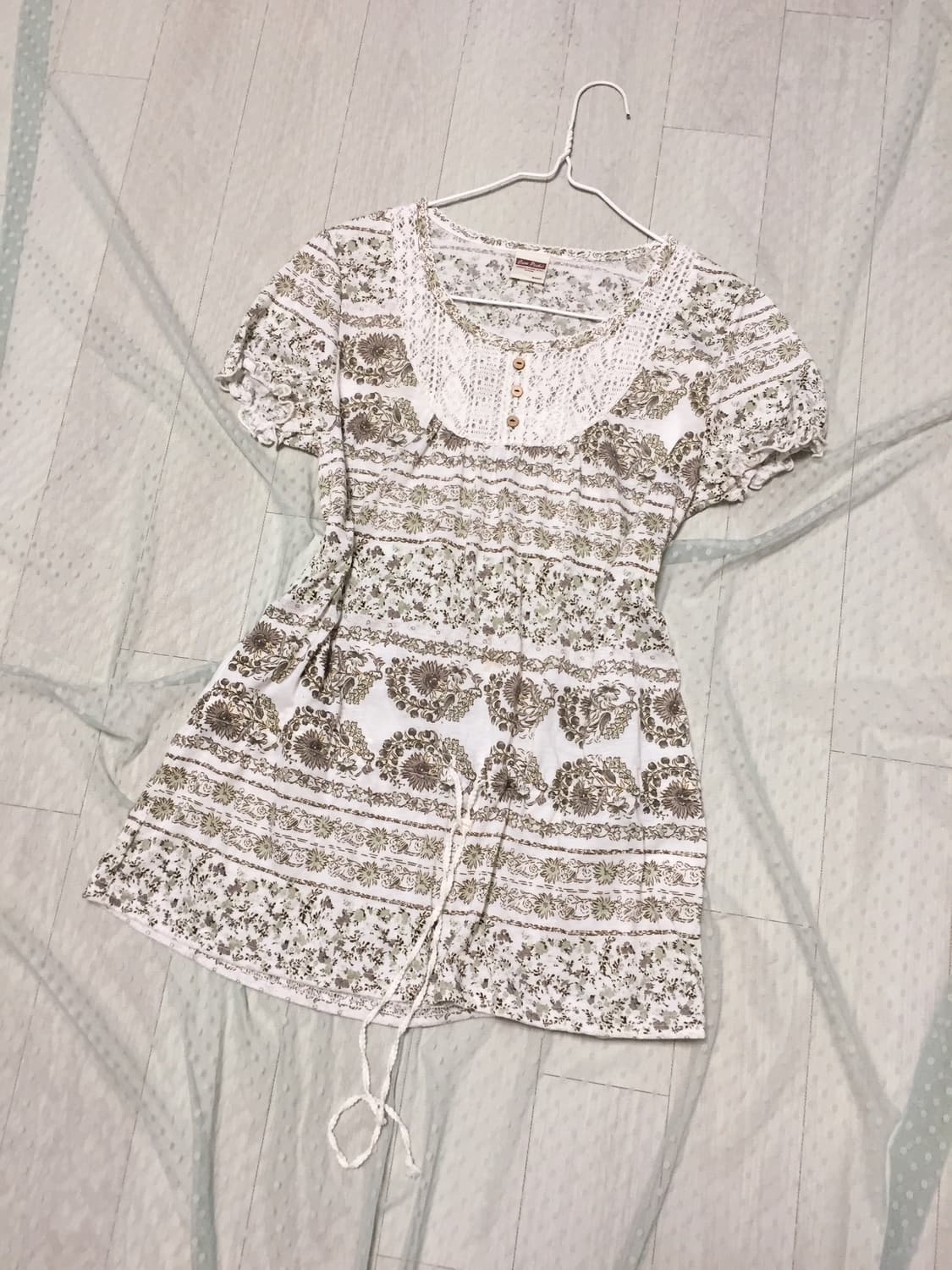 빈티지 카키 튜닉 블라우스 상품이미지1