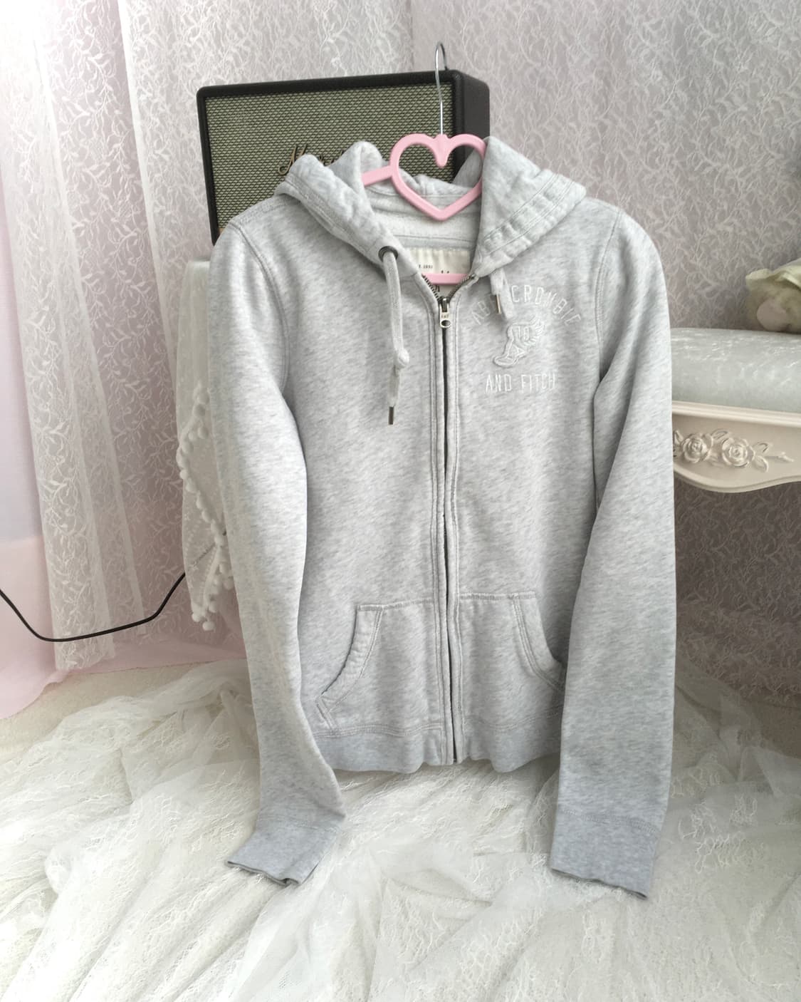 Abercrombie grey melange zip-up hoodie 상품이미지3