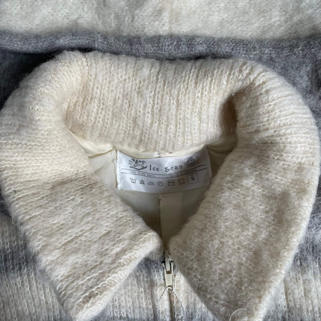 Ice scan  화이트 스트라이프 울 100 후드 집업 상품이미지6