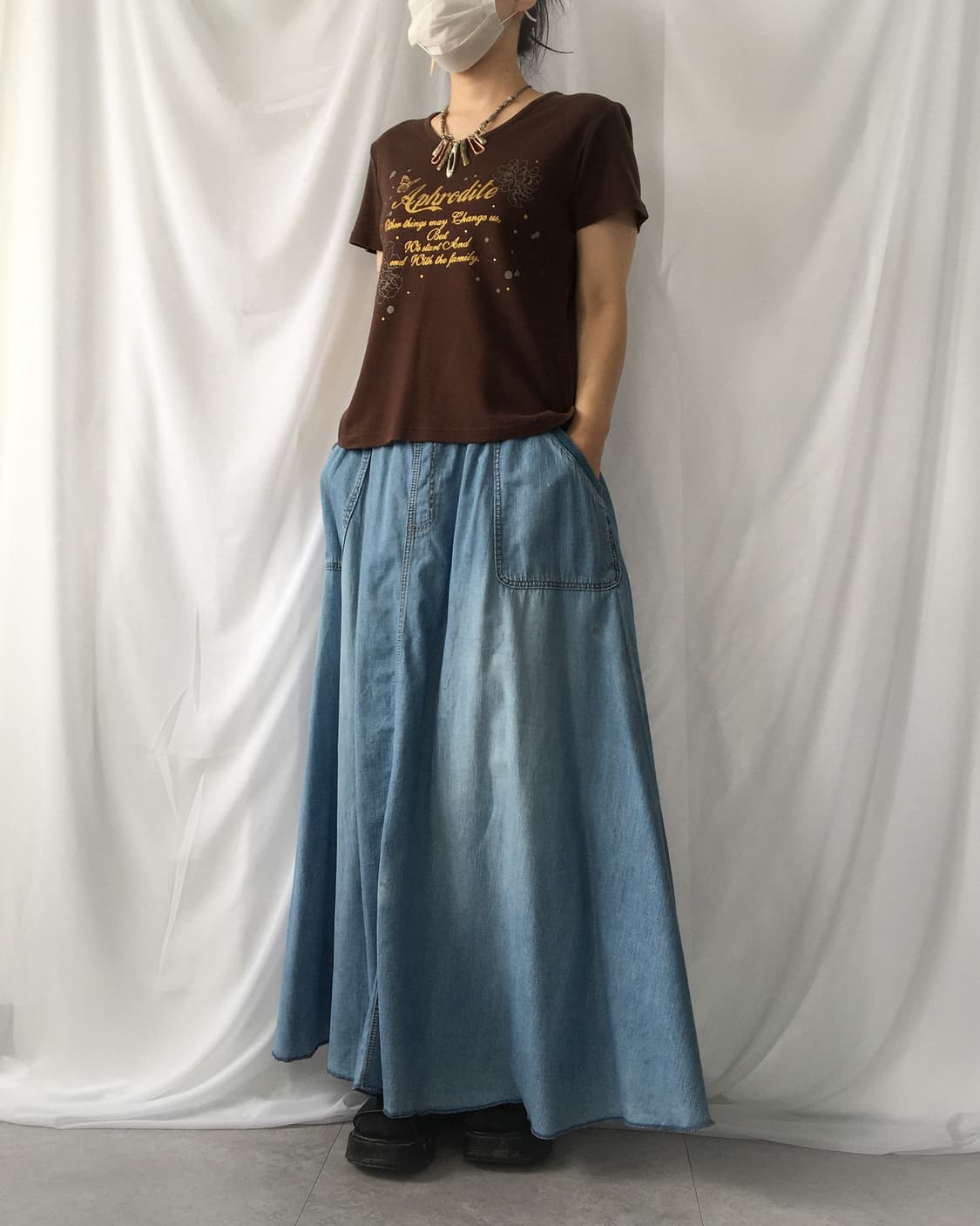 Washing cotton long skirt 상품이미지9