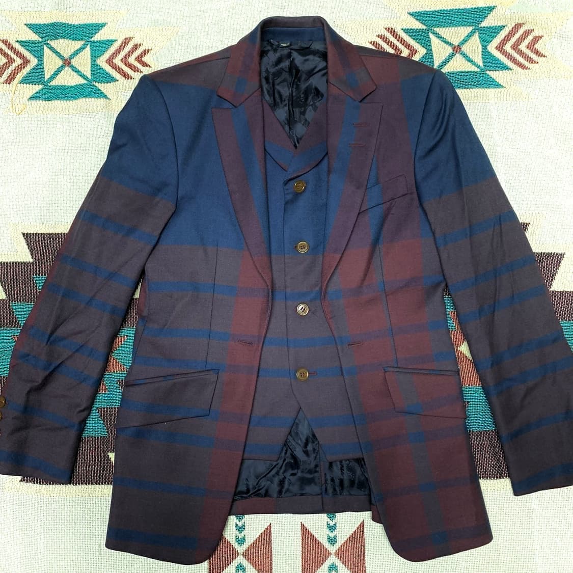 비비안 웨스트우드 런던 컬렉션 울 체크 베스트 & 블레이저 세트 상품이미지1