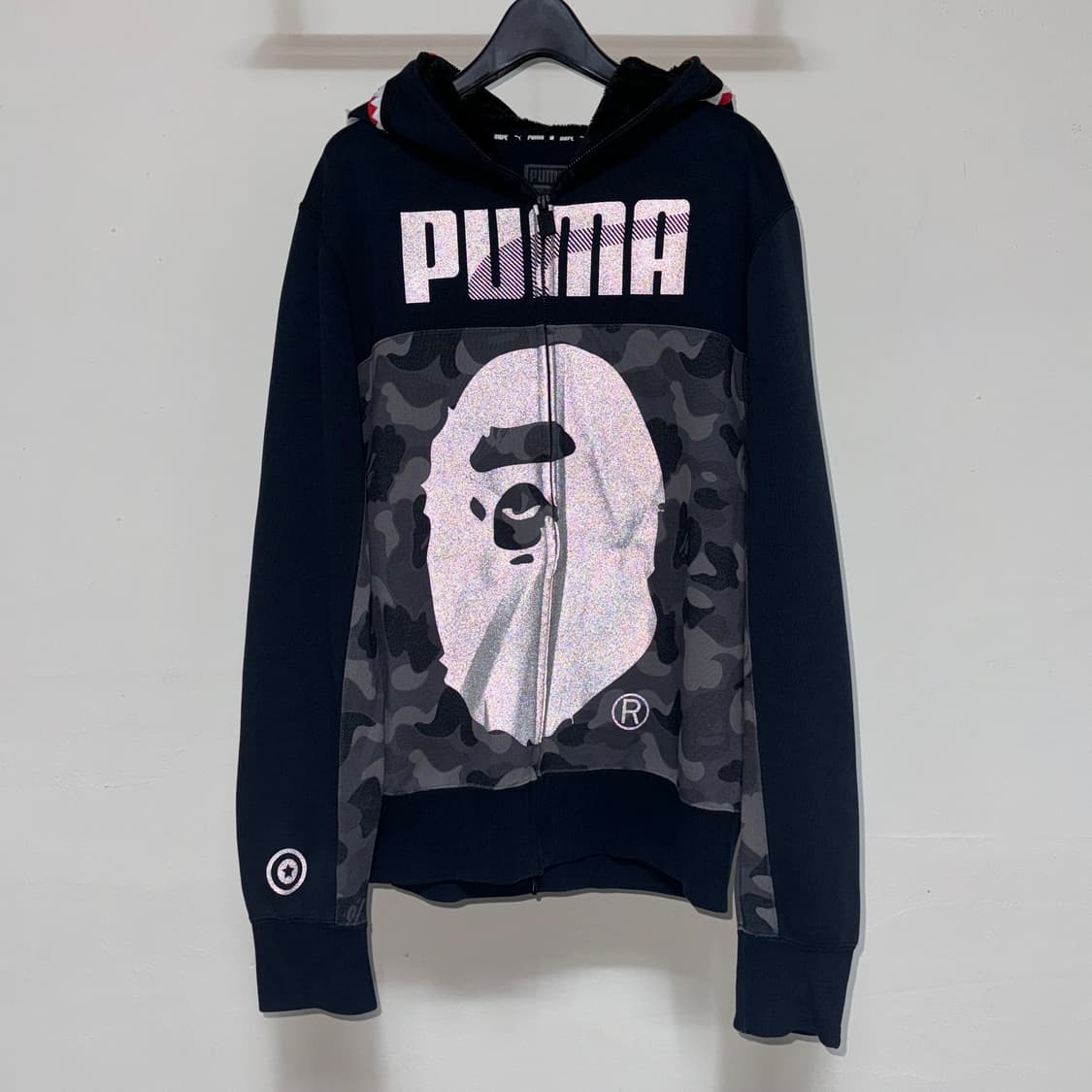 푸마 x 베이프 샤크 후드집업 흑계 M 상품이미지3