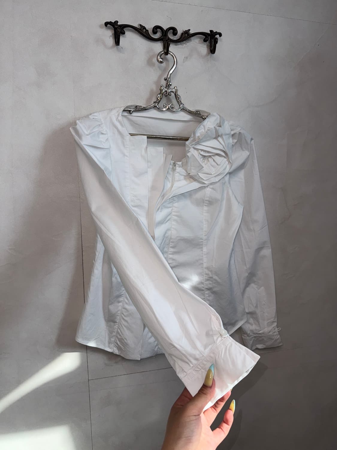 White rose corsage pleated two ways jk 상품이미지4