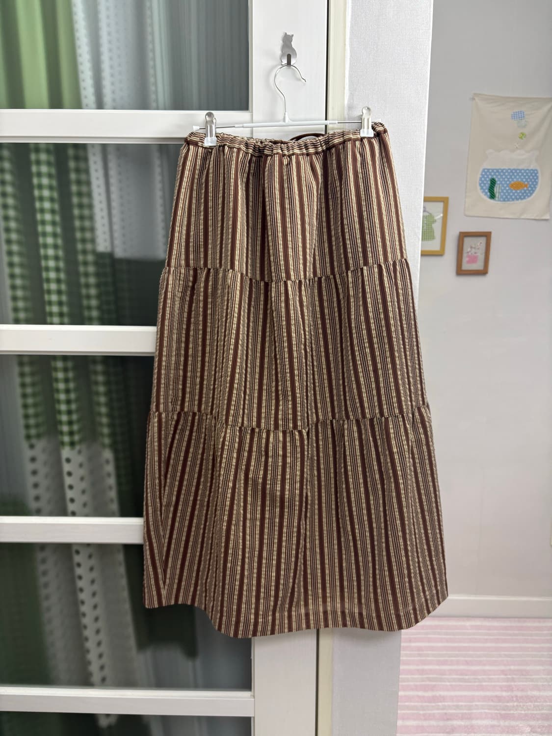 브라운 스트라이프 스커트 상품이미지10