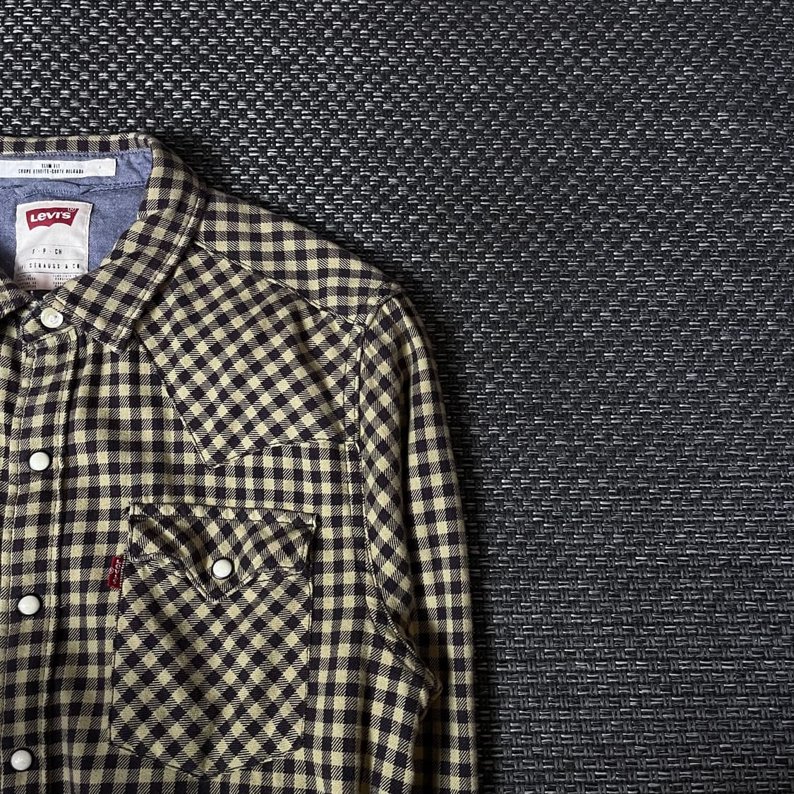 리바이스 옐로우 브라운 체크 긴팔 셔츠 S 상품이미지3