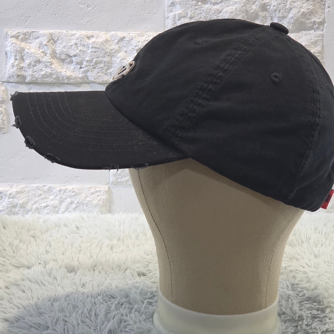 L8-8:HSH 메탈 로고빈티지 디스트로이드 블랙 볼캡(약56-59cm) 상품이미지3