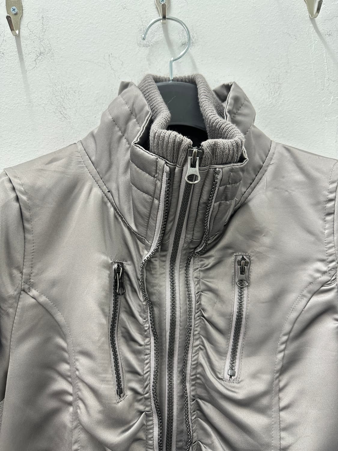 Vintage Silver Ruched shirring Bomber  상품이미지4