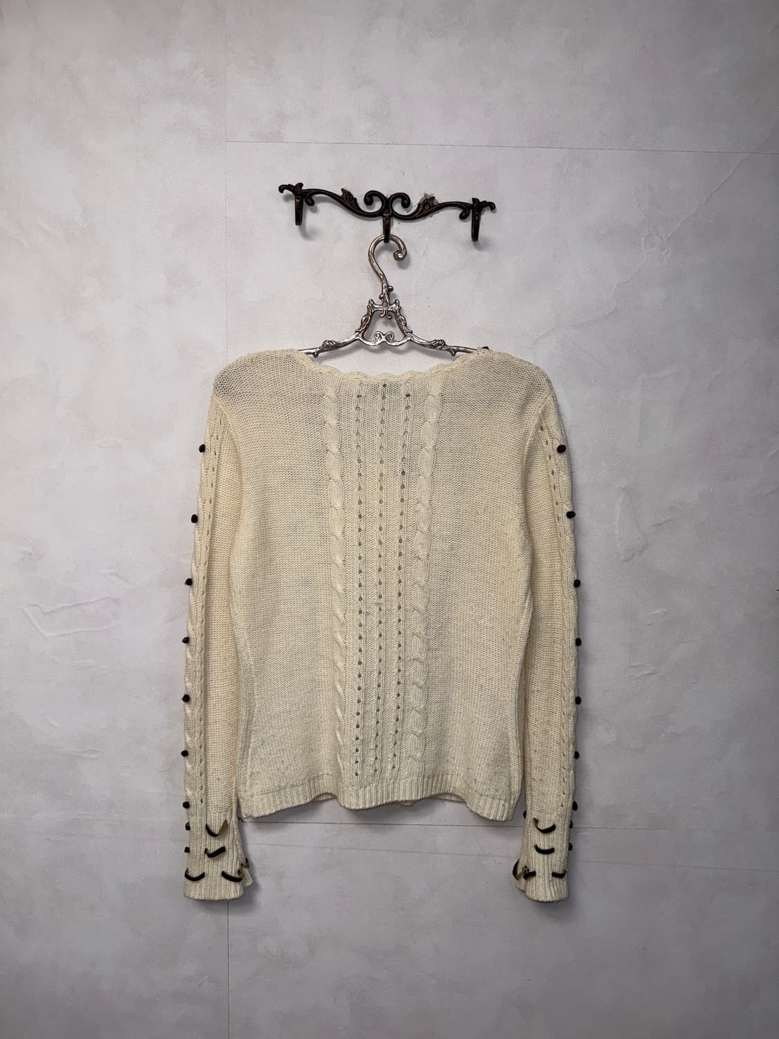 MOSCHINO ivory ribbon twist wool 가디건 상품이미지6