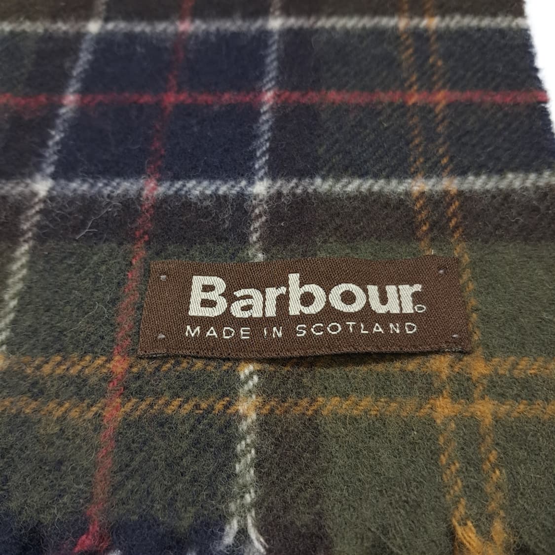 MX533 바버 90s 스코틀랜드판 울 타탄체크 올리브 머플러 목도리 상품이미지4