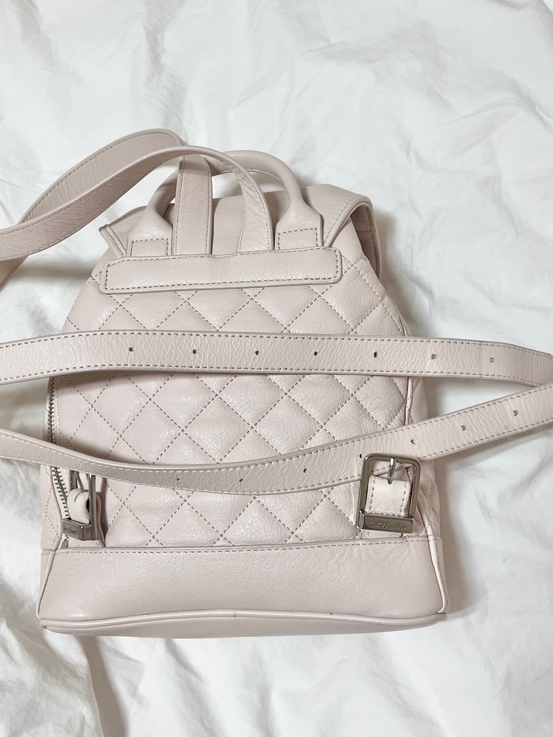 쓰리타임즈 아콘 백팩 핑크 아콘백 미니 퀼티드 퀼팅 threetimes 상품이미지5