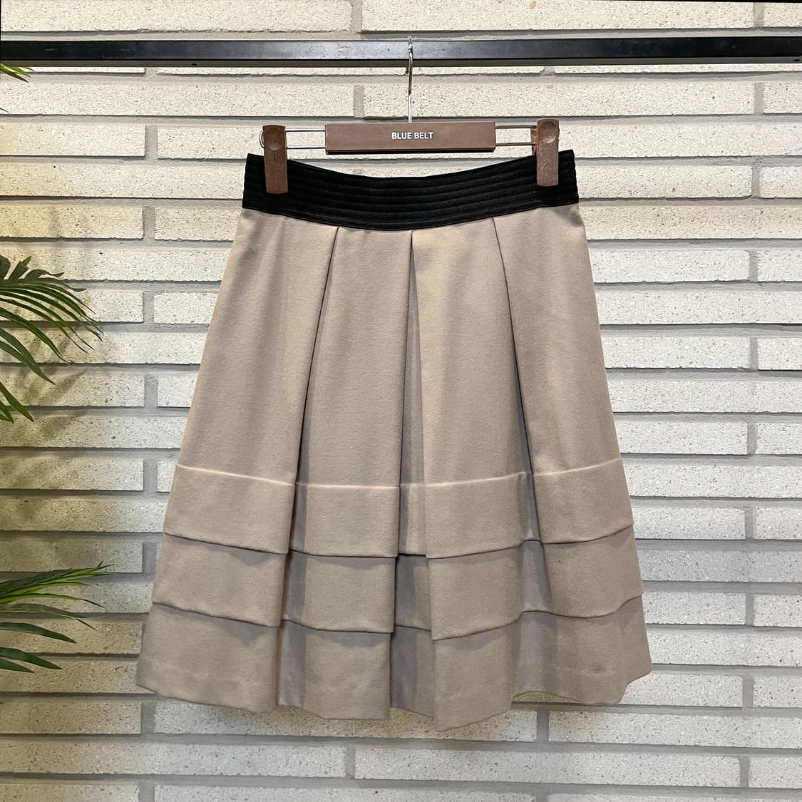 JPN VINTAGE 미디 스커트 플리츠 캉캉 디테일 베이지 상품이미지2