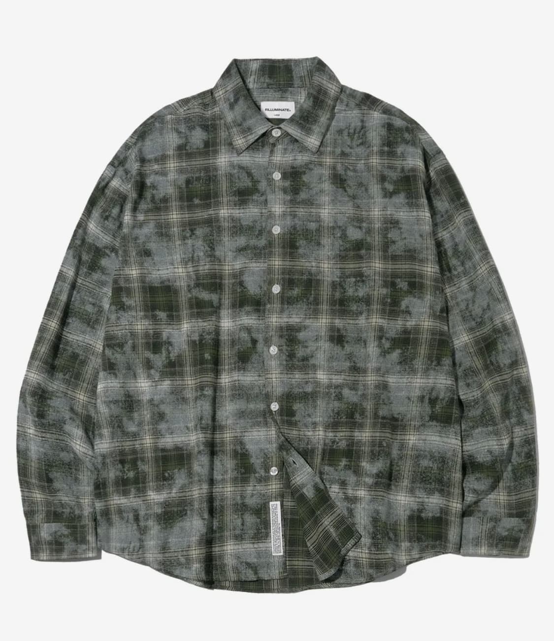 필루미네이트 다이드 체크 셔츠-카키 상품이미지1