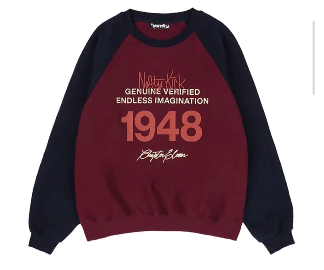 카이파이 네스티킥 맨투맨 버건디 M(새제품 상품이미지2