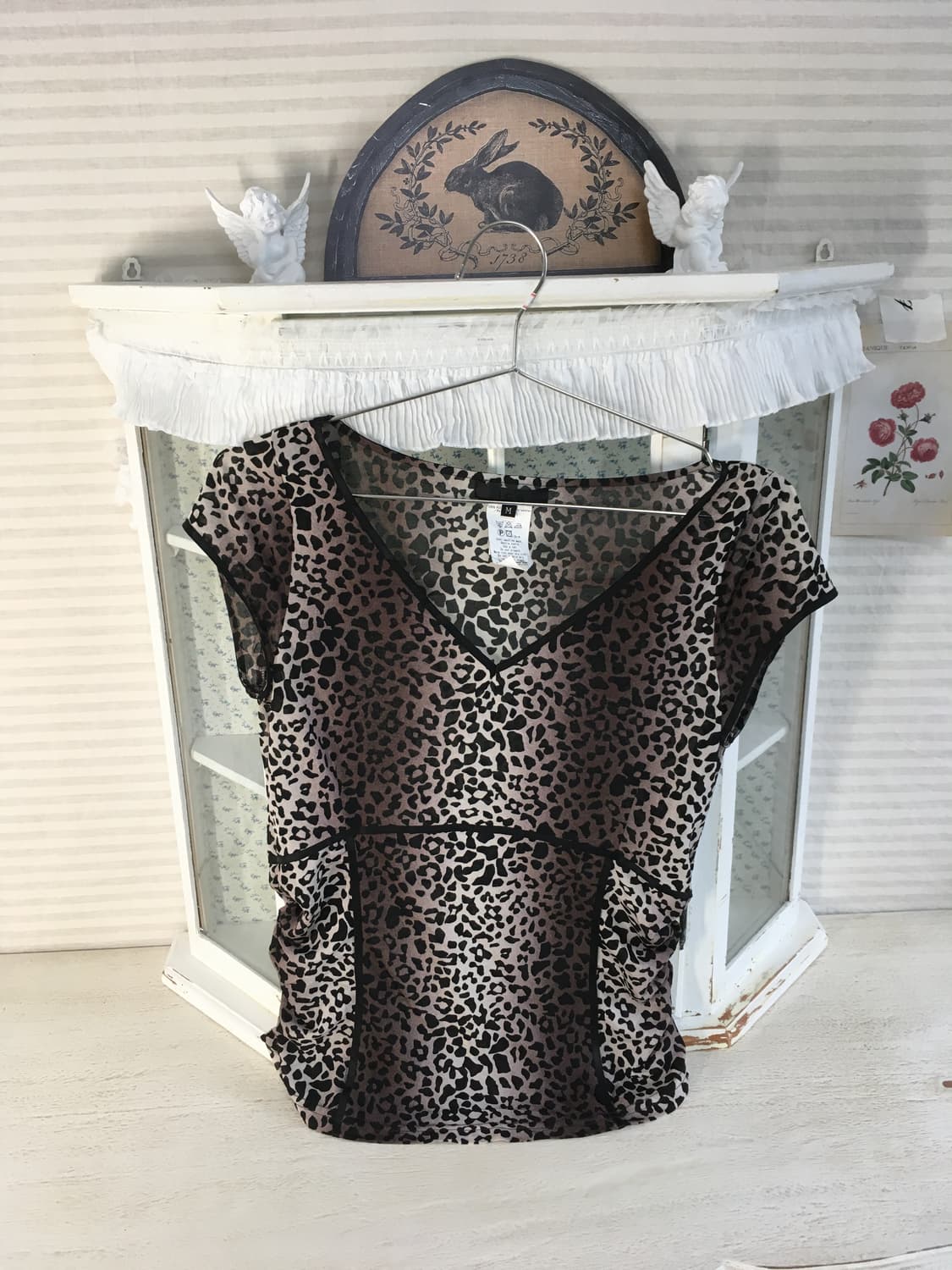 japanese vintage leopard shirring blouse 상품이미지6