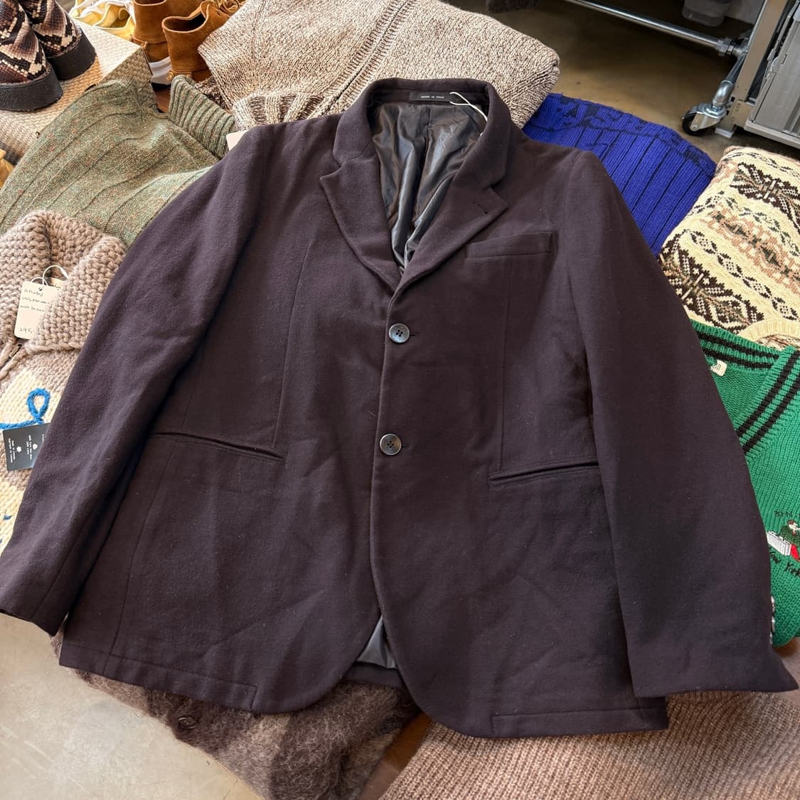 엠포리오 아르마니 드레이프 퍼플 버건디 테크노랑니 블레이저 자켓 52 상품이미지1