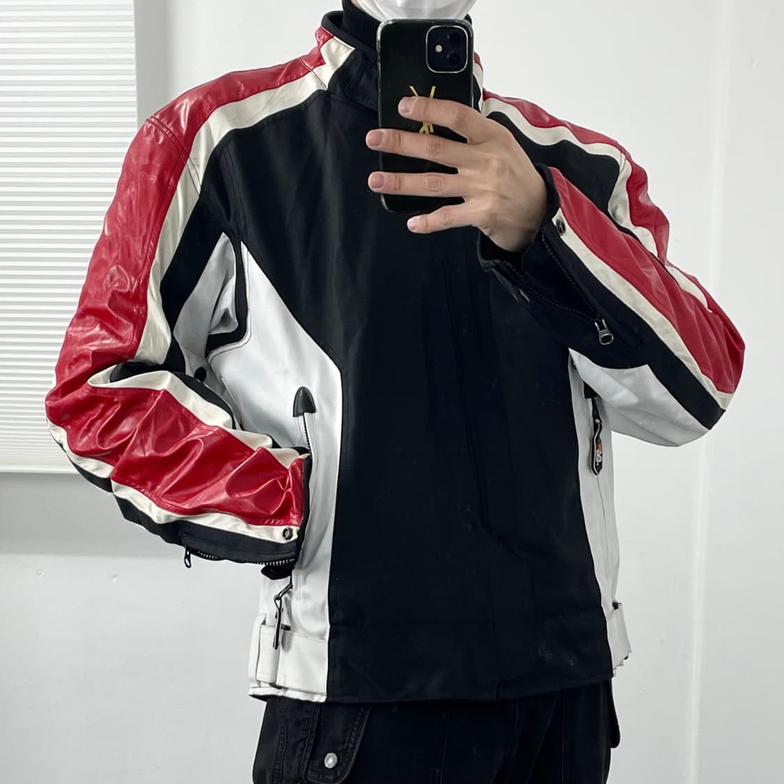 L 리플렉티브 레더 라인 레이싱 자켓 상품이미지1