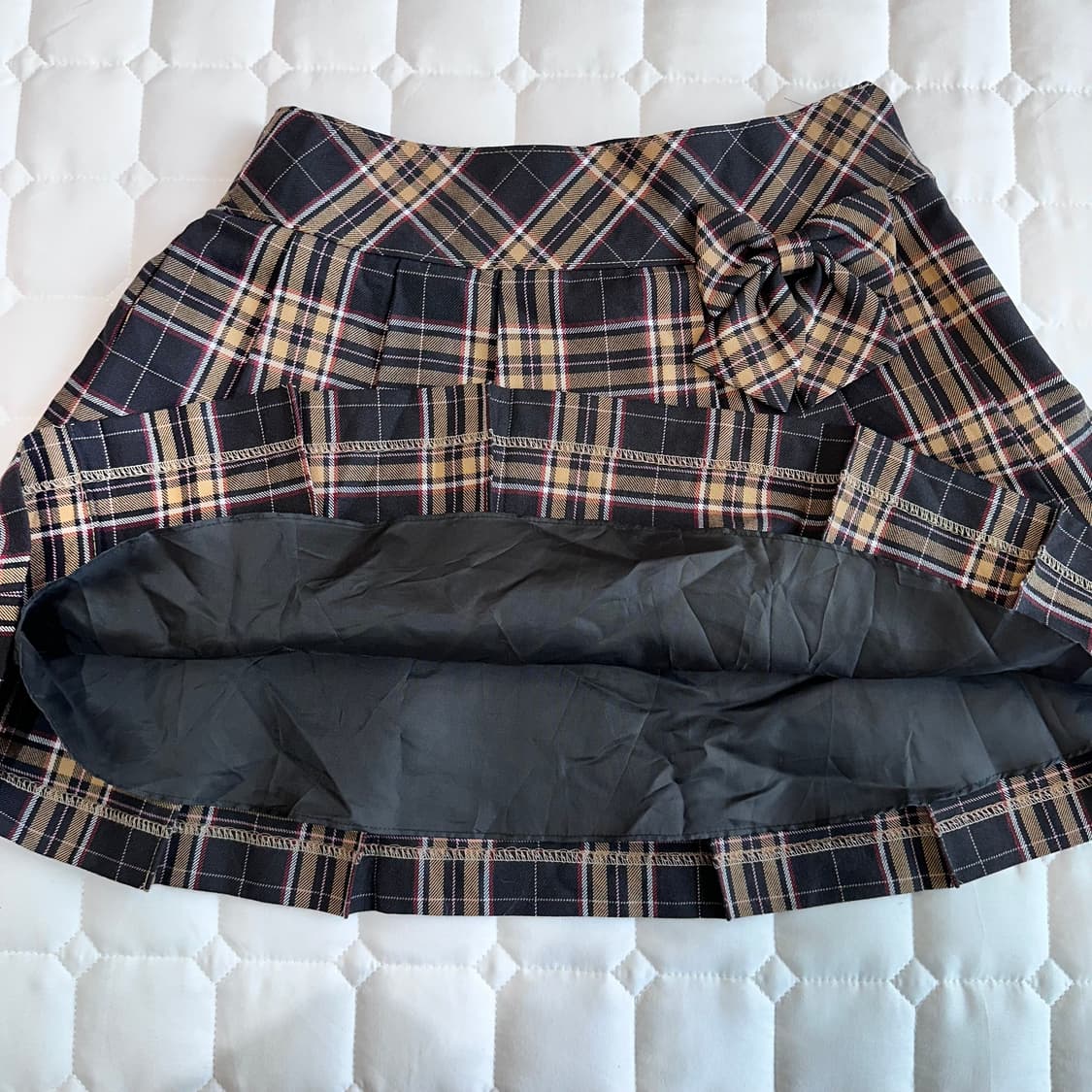 체크 플리츠 스커트 리본 장식 상품이미지4