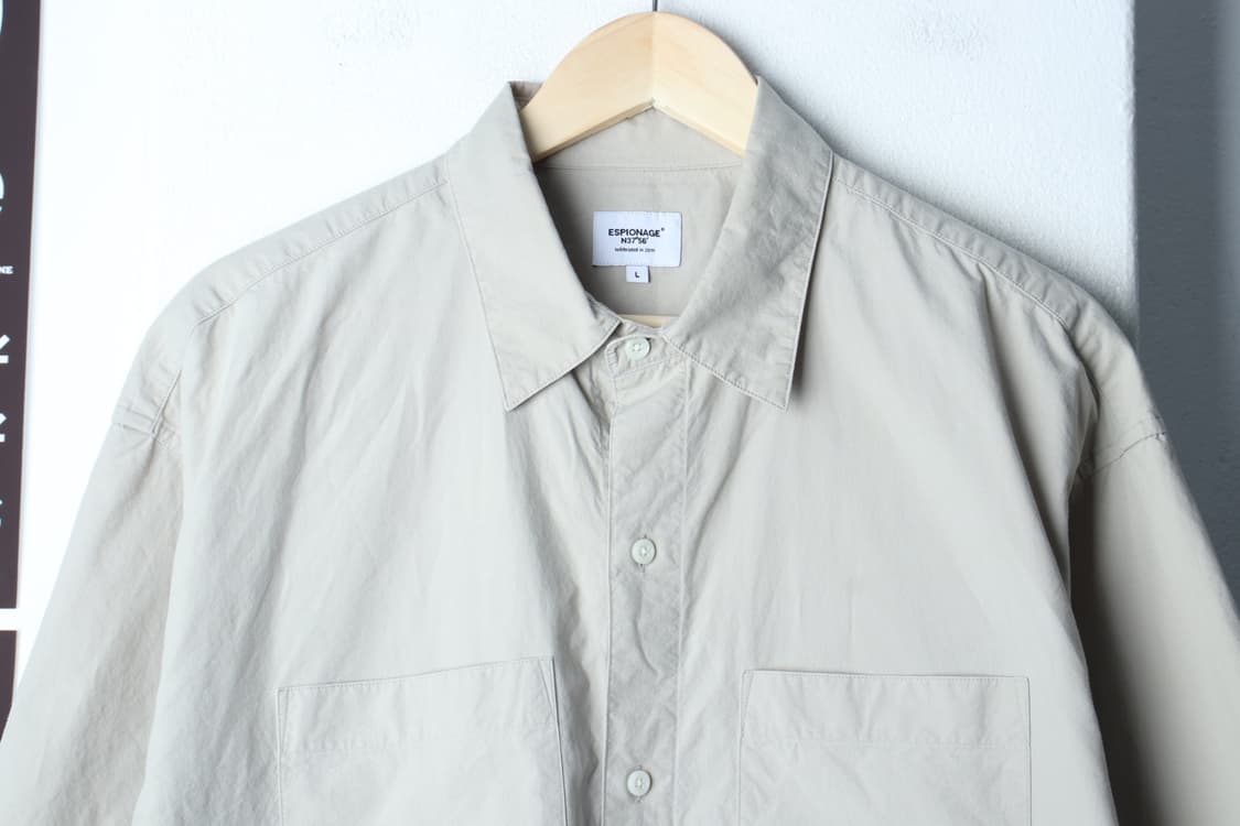 (L-XL) 에스피오나지 반팔 카라 티셔츠 셔츠 남방 베이지-H32855 상품이미지3