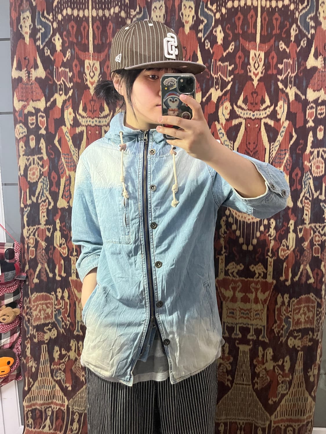 Native lounge 연청 워싱 후드 셔츠 상품이미지4