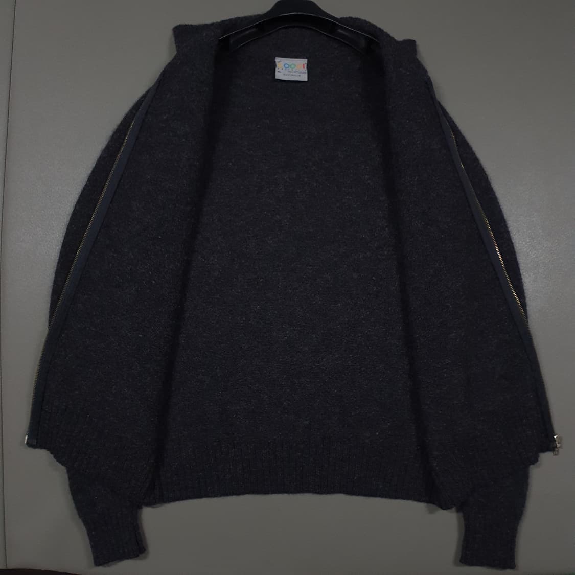 정품 COOGI 쿠지 다크그레이 코튼 카라 니트 집업 스웨터 가디건 XL 상품이미지8