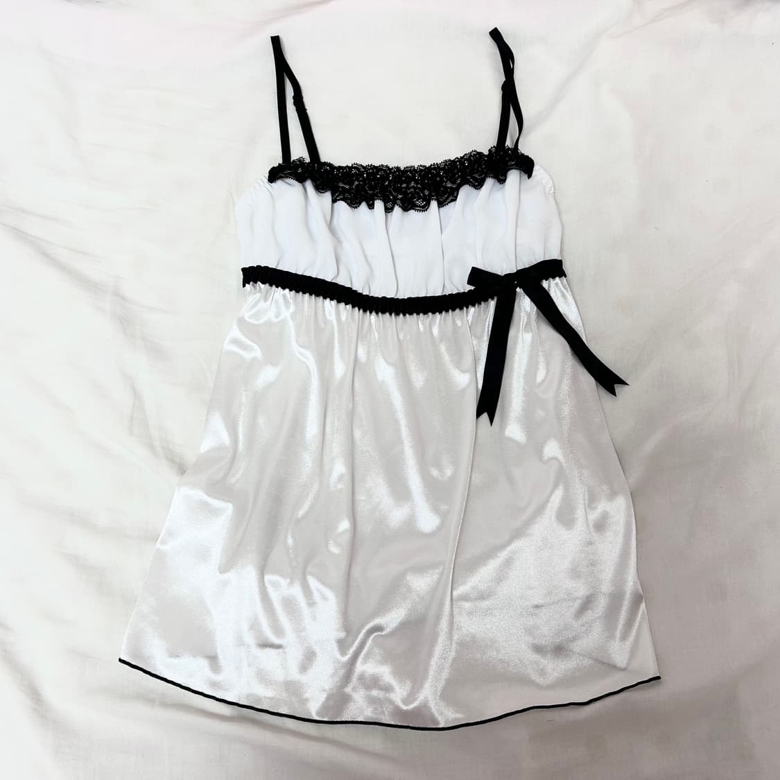 aimerfeel 에메필 화이트 블랙 실크 리본 레이스 슬립 히메갸루 상품이미지1