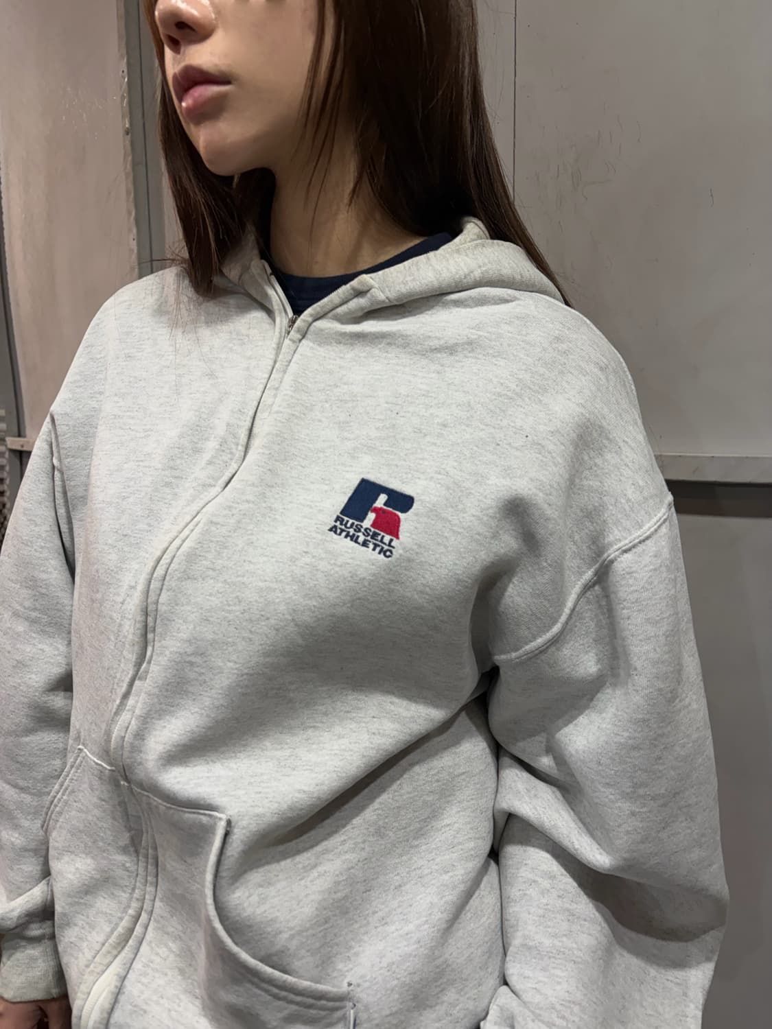 90s RUSSELL white logo hood zip-up 상품이미지5