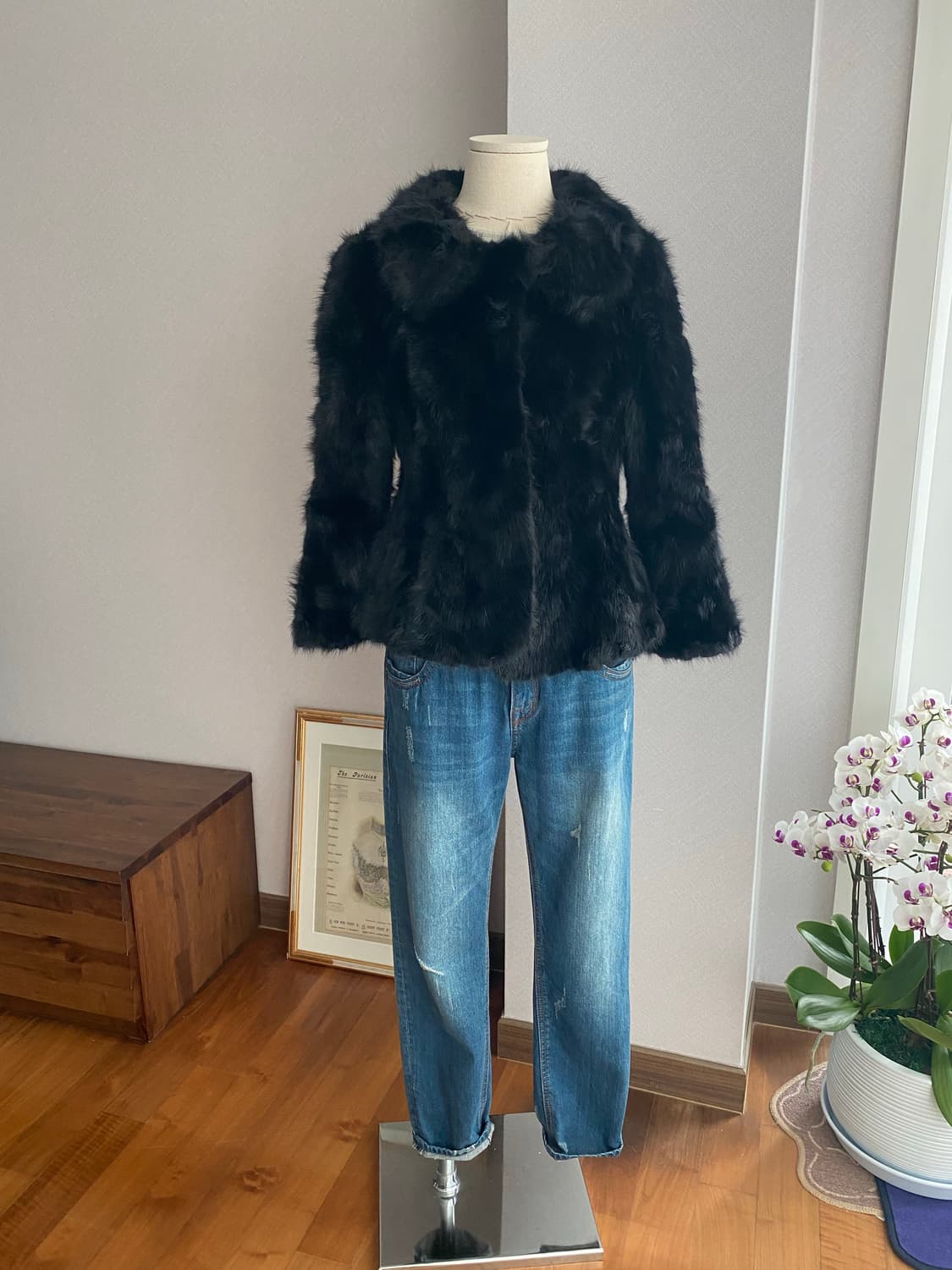 LONE 정욱준 밍크 플레어 크롭스타일 코트(M) 상품이미지6