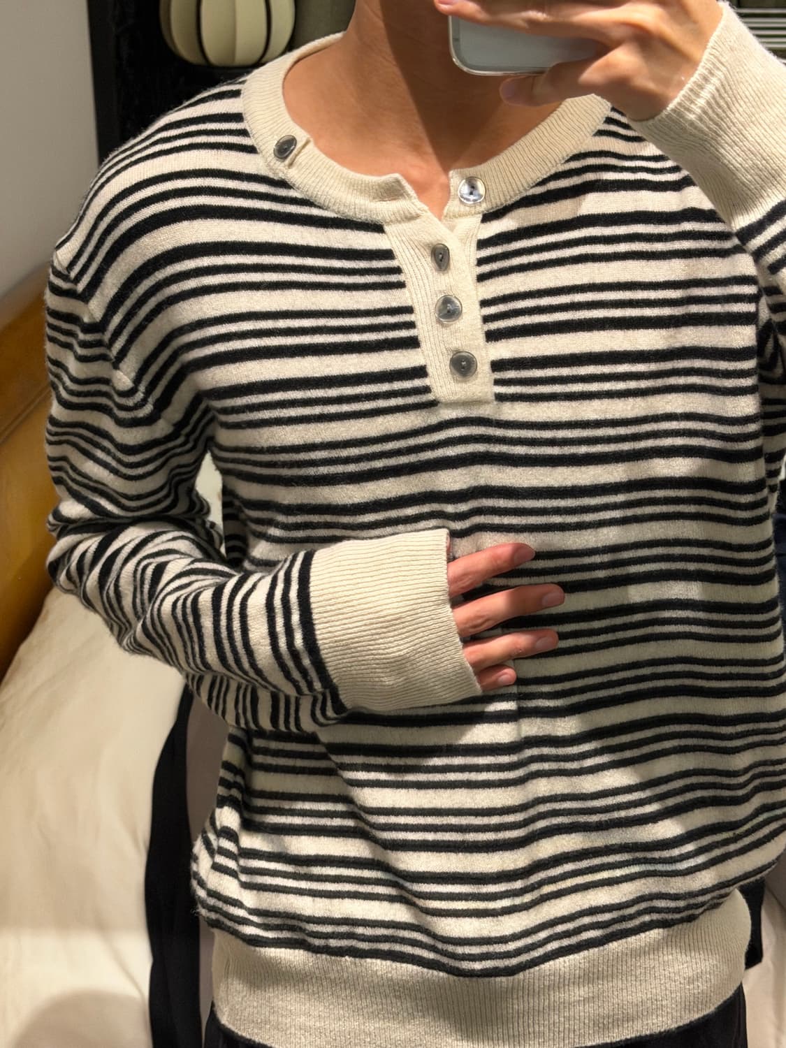 웨이비니스 waviness 헨리넥 스트라이프 니트 1 상품이미지2