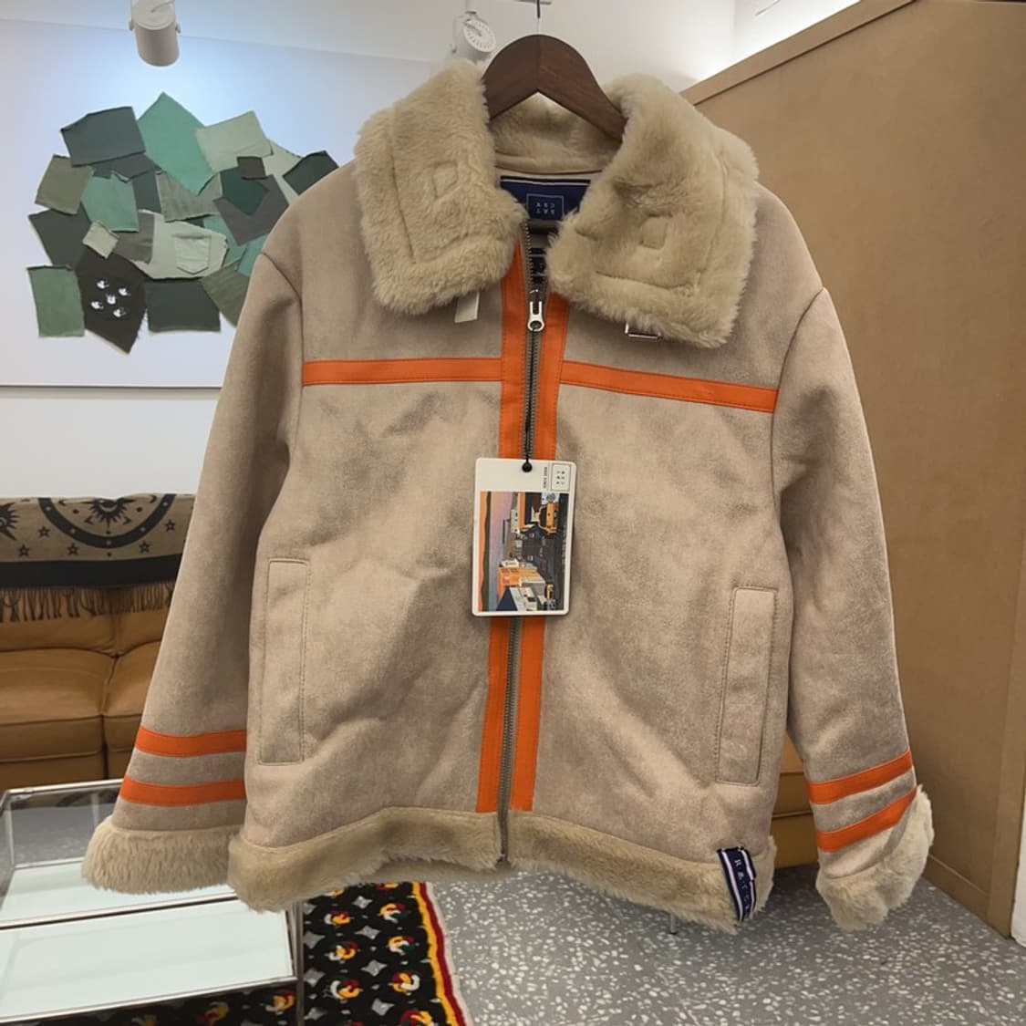 로맨틱 크라운 Y2K 키치 오렌지배색 무스탕 자켓 M C08139 상품이미지3