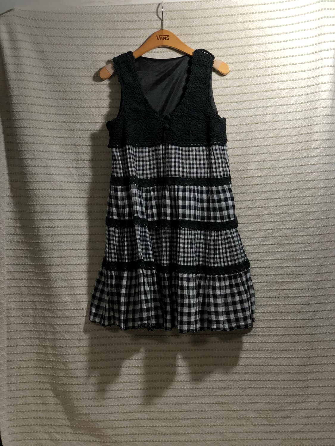 일본 빈티지 블랙 미니 체크 패턴 숏 모리걸 원피스 상품이미지1