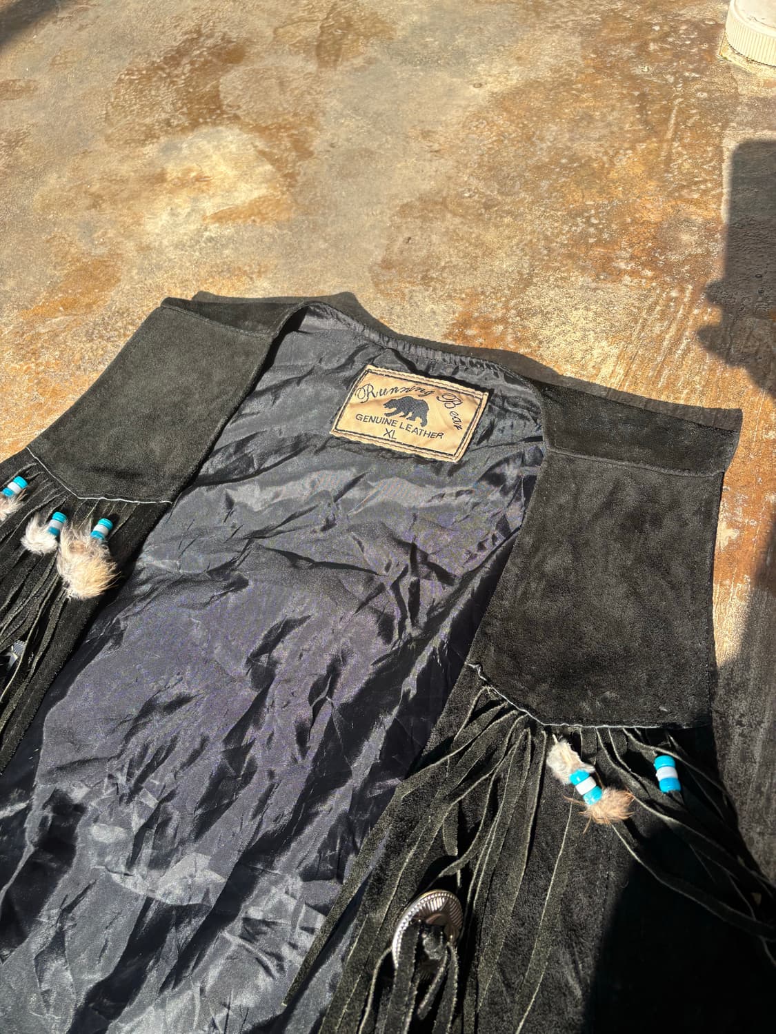 Vintage Native Style Fringe Suede Vest 상품이미지6