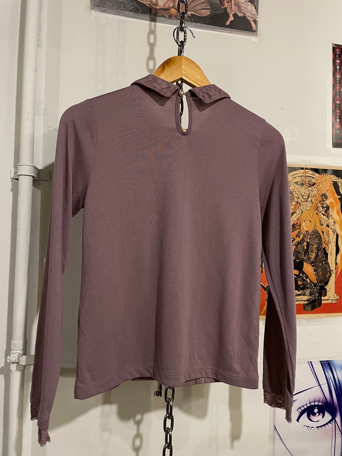 axes femme 엑시즈팜 레이스 카라 잿빛 핑크 롱슬리브 상품이미지4