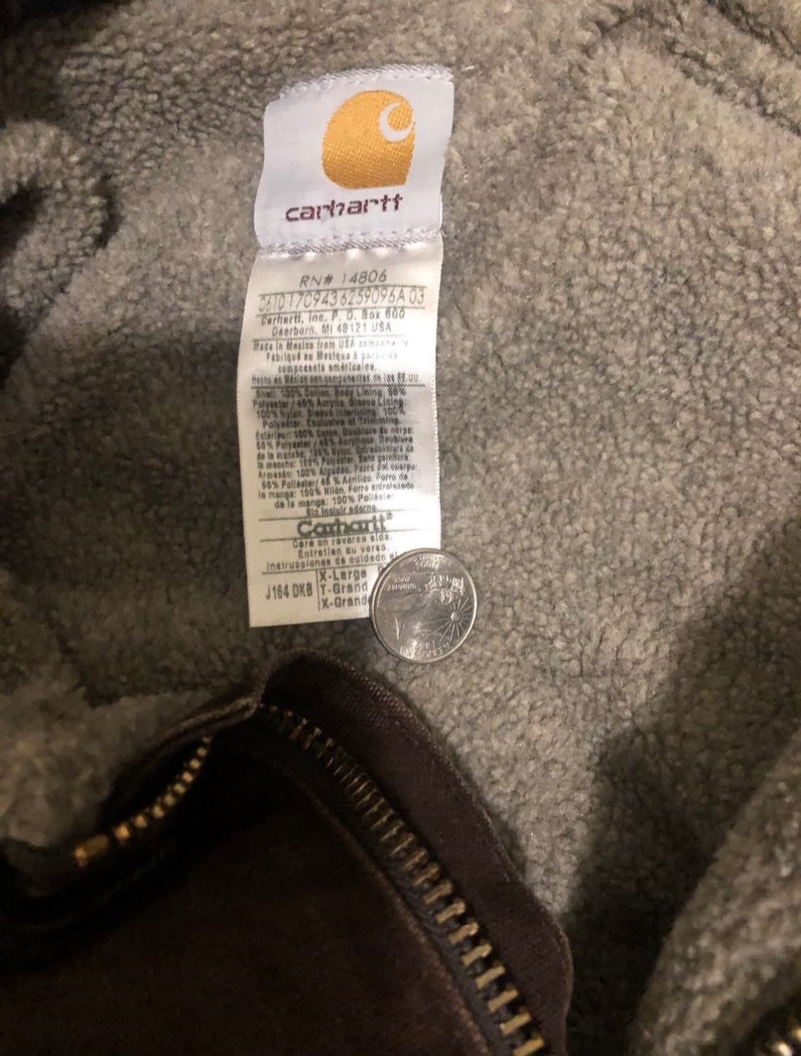 칼하트 자켓  j164 DBK Faded Duck Jacket (XL) 상품이미지4