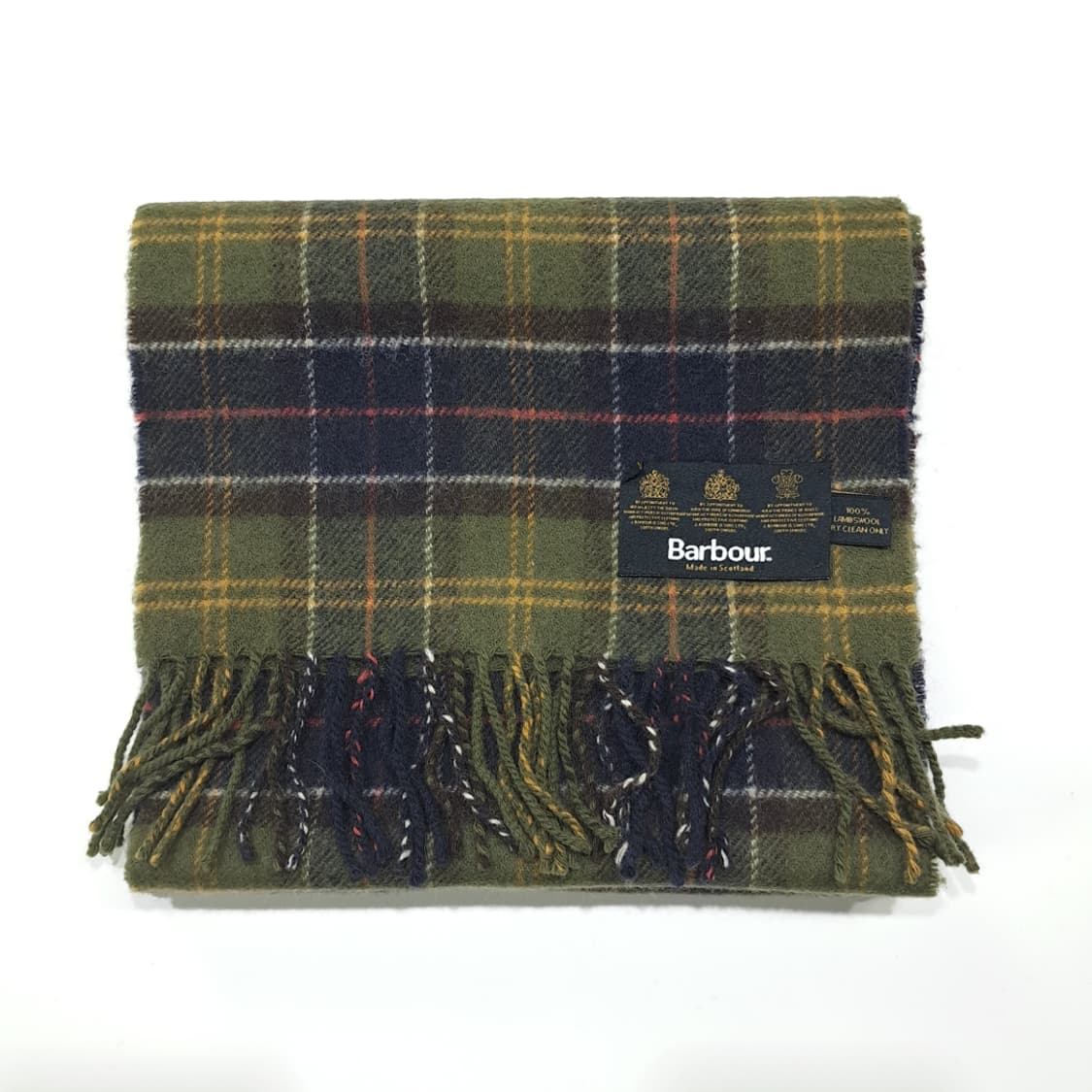MX488 바버 00s 영국판 램스울 클래식타탄 올리브 머플러 목도리 상품이미지6