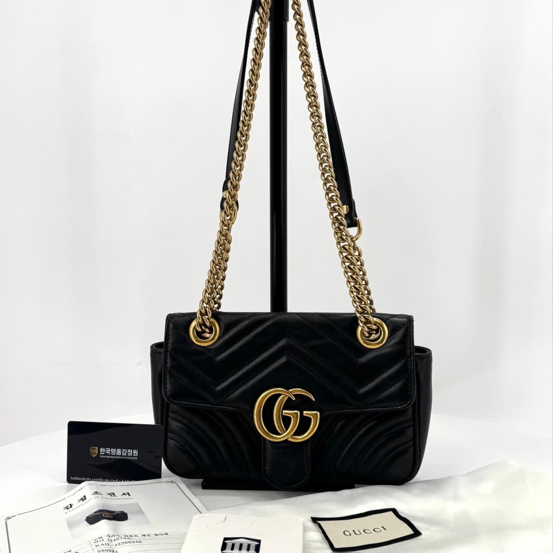 [감정완료] 구찌 마틀라세 스몰 체인 크로스백 블랙 상품이미지4