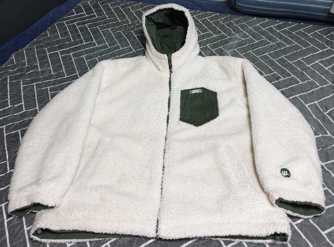 후아유 캘리포니아 후디 보아 리버서블 패딩 자켓 카키 (XL) 상품이미지3