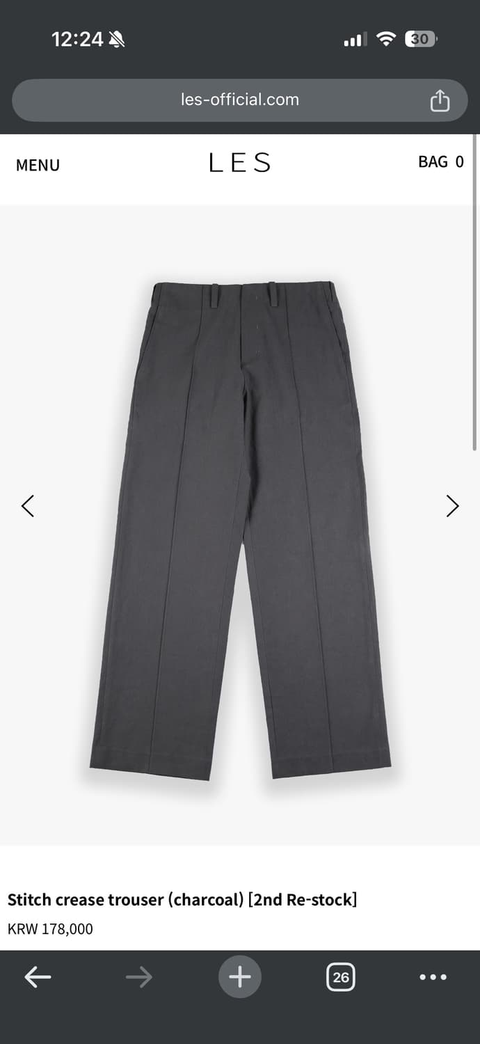 Les 레스 stitch crease trouser charcoal 2 상품이미지1
