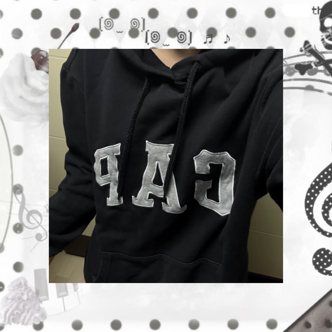 gap 갭 블랙 기모 후드티 상품이미지2