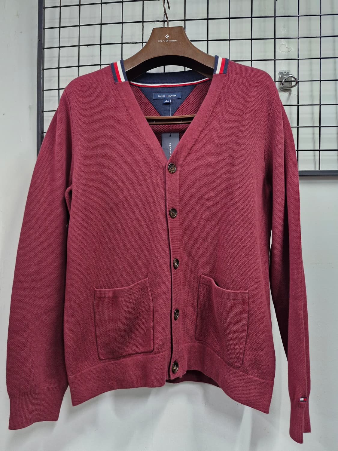 95M 타미힐피거 버건디 가디건. 상품이미지1