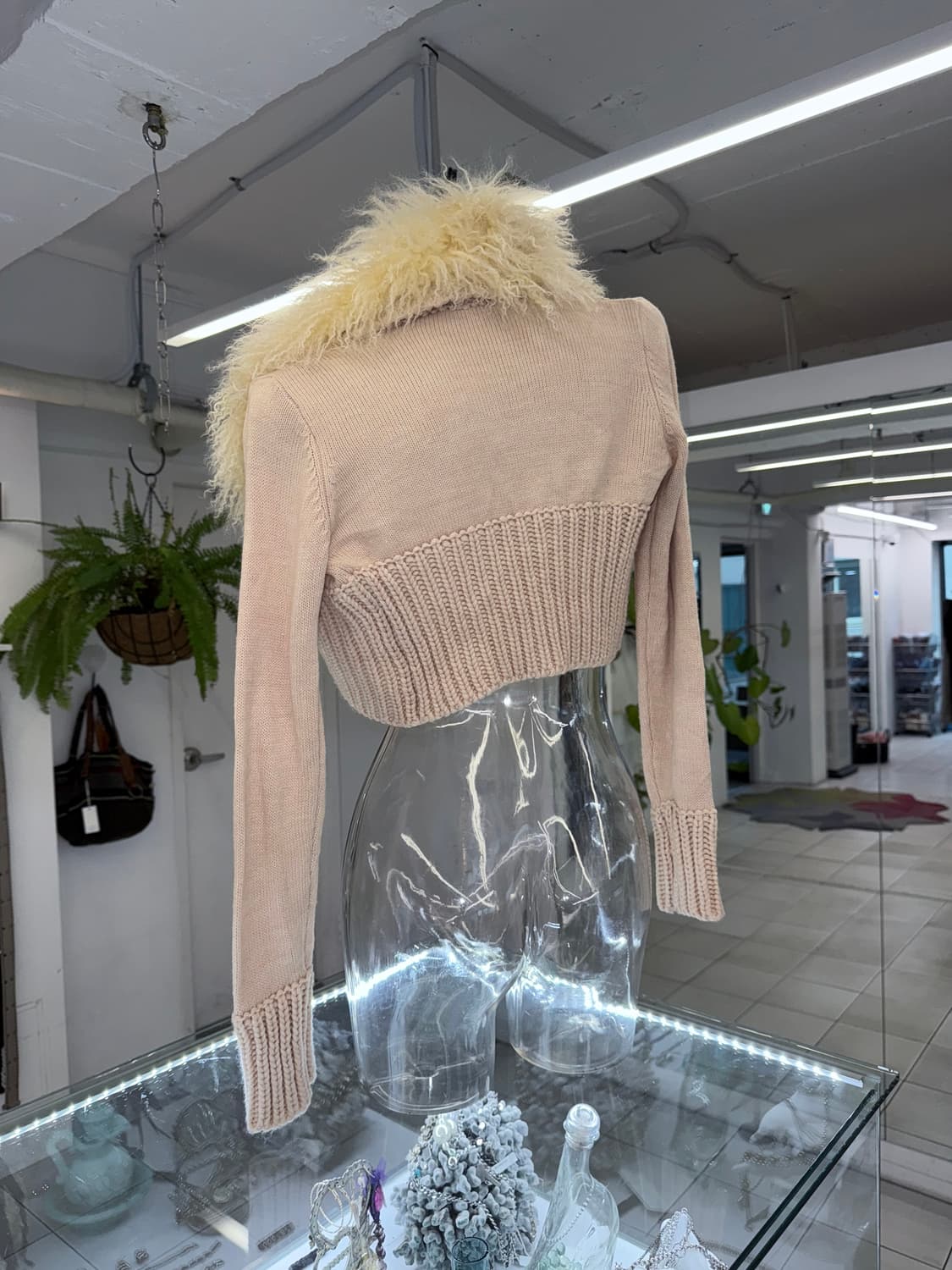 real fur collar knit crop jacket 상품이미지4