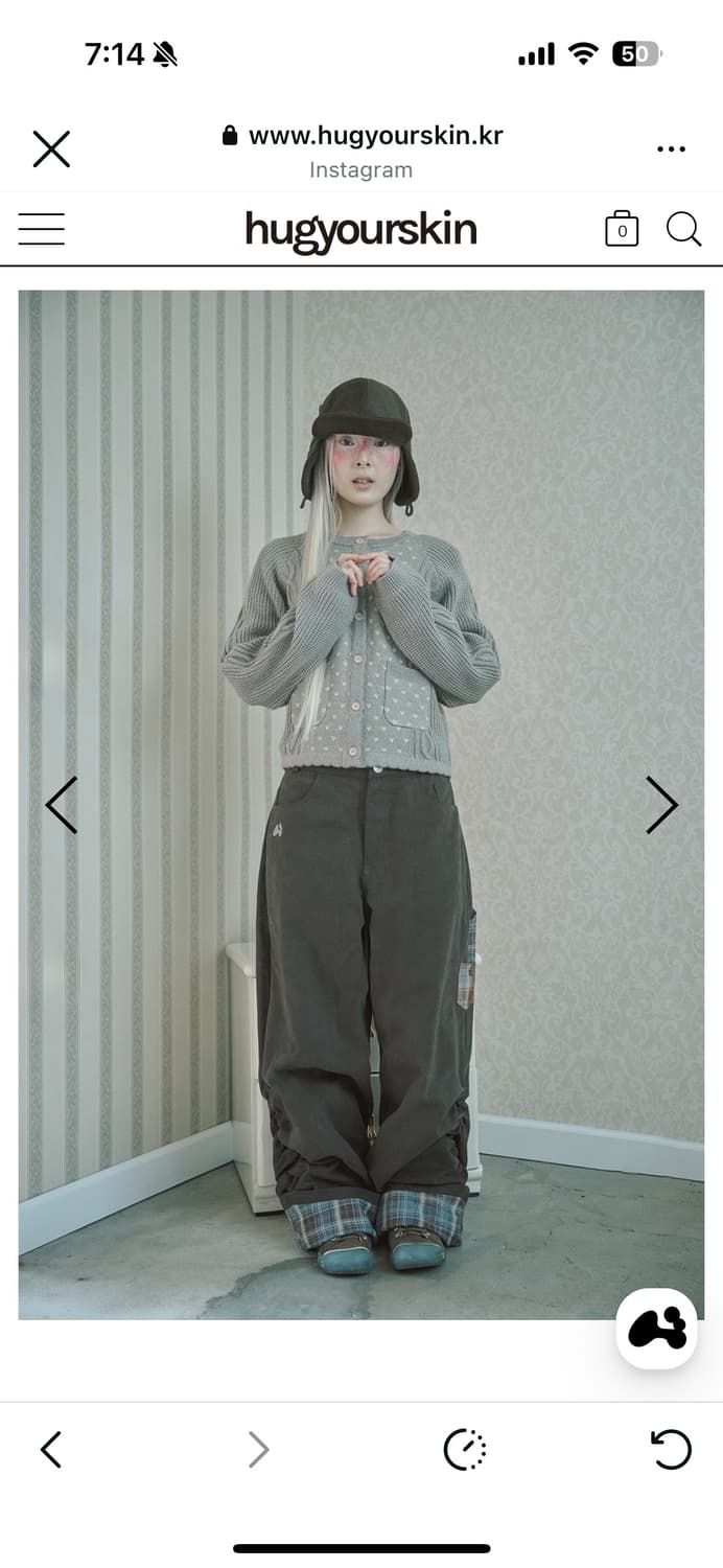 허그유어스킨 체크 롤업 코튼 팬츠 (브라운 M) 상품이미지5