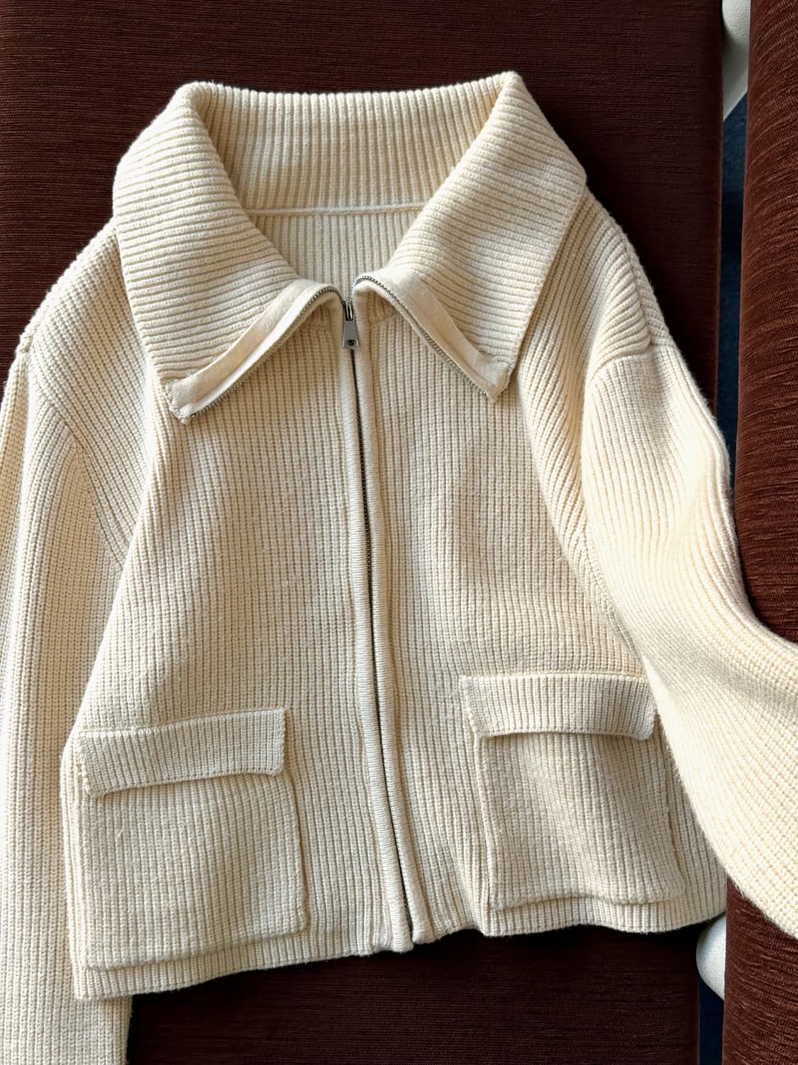 Middle gauge knitted 2way neck zip parka 상품이미지2