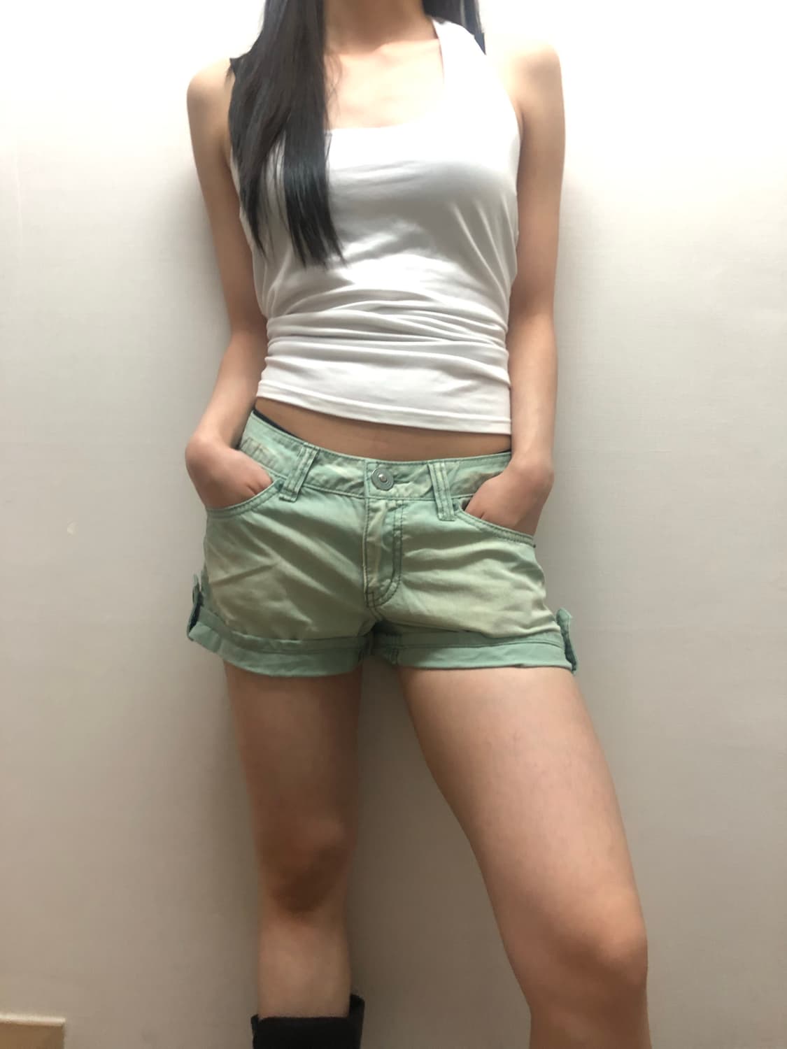 빈티지 민트 데님 워싱 팬츠 상품이미지1